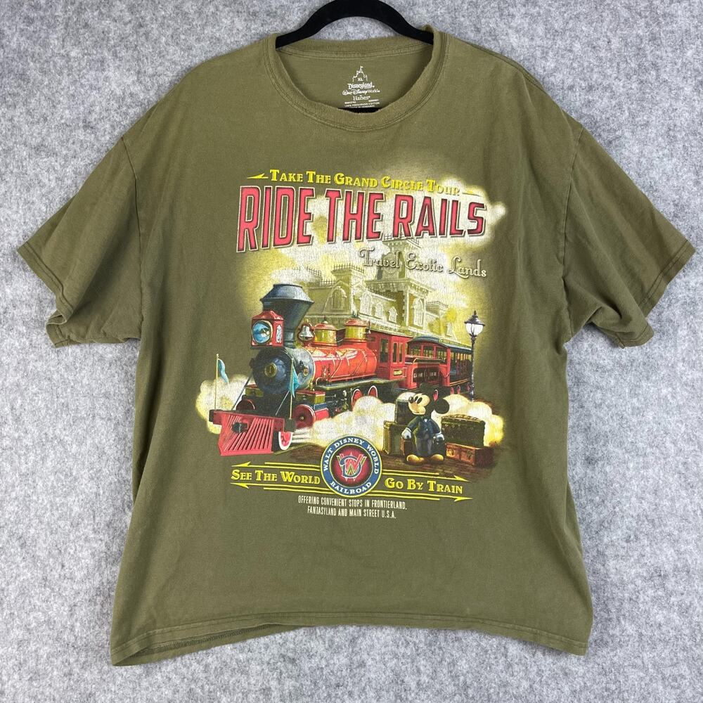 Disneyland Ride the Rails T Shirt Adult XL Mickey Mouse Train Hanes Disney World